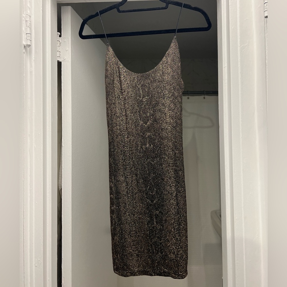 Alice and Olivia black and gold tank dress